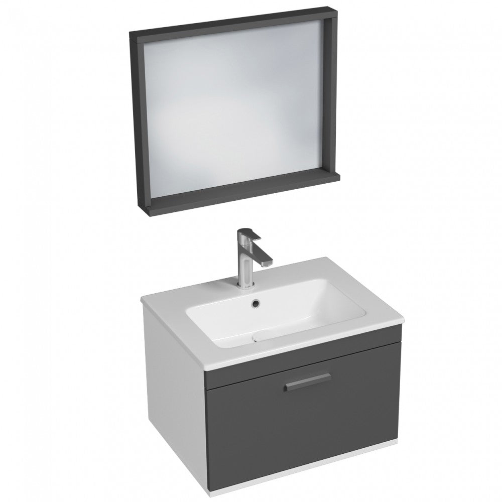 Meuble simple vasque Rubite 1 tiroir 70 cm + miroir cadre