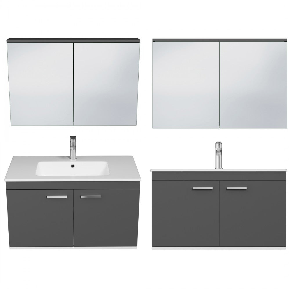 Meuble simple vasque Rubite 2 portes 80 cm + miroir armoire