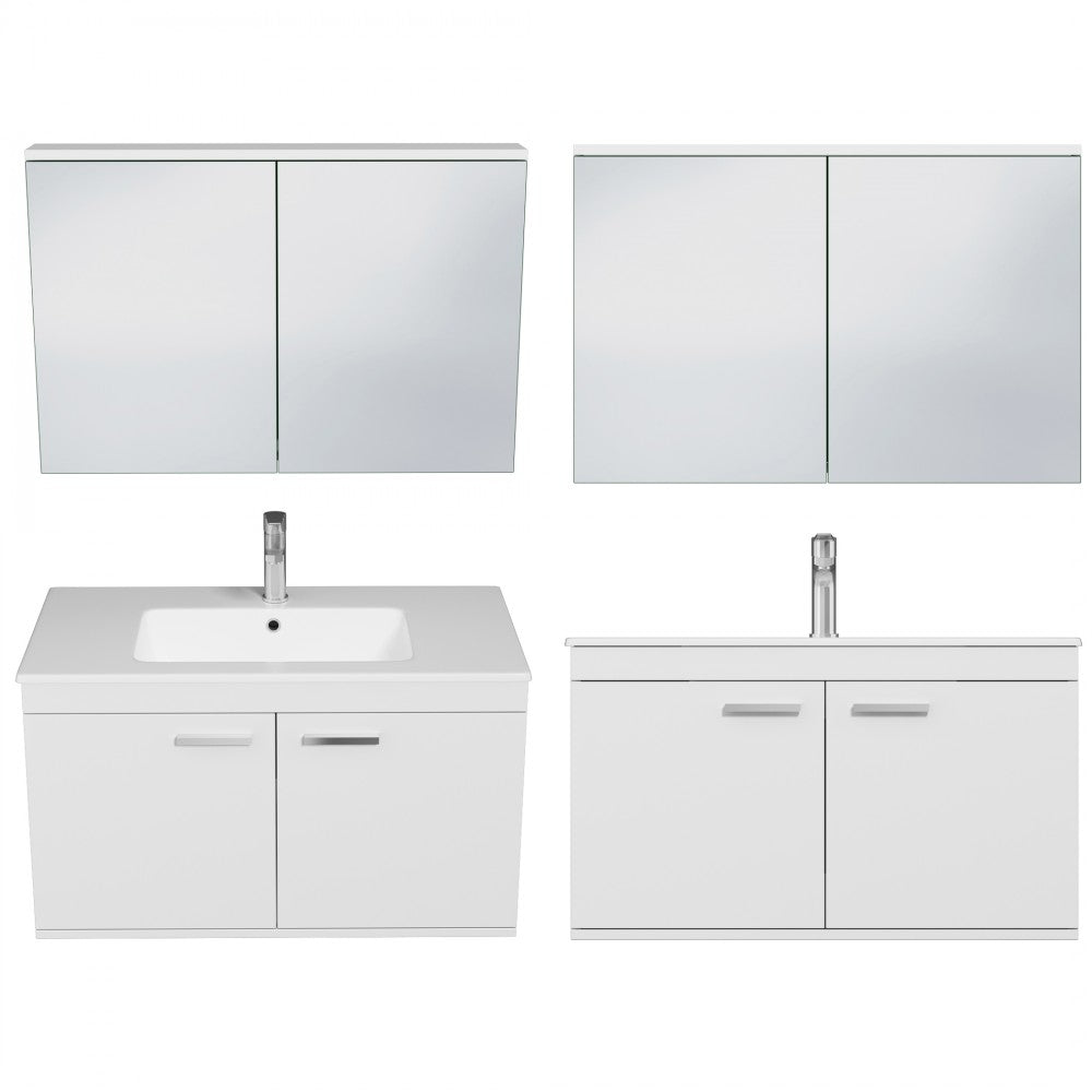 Meuble simple vasque Rubite 2 portes 80 cm + miroir armoire