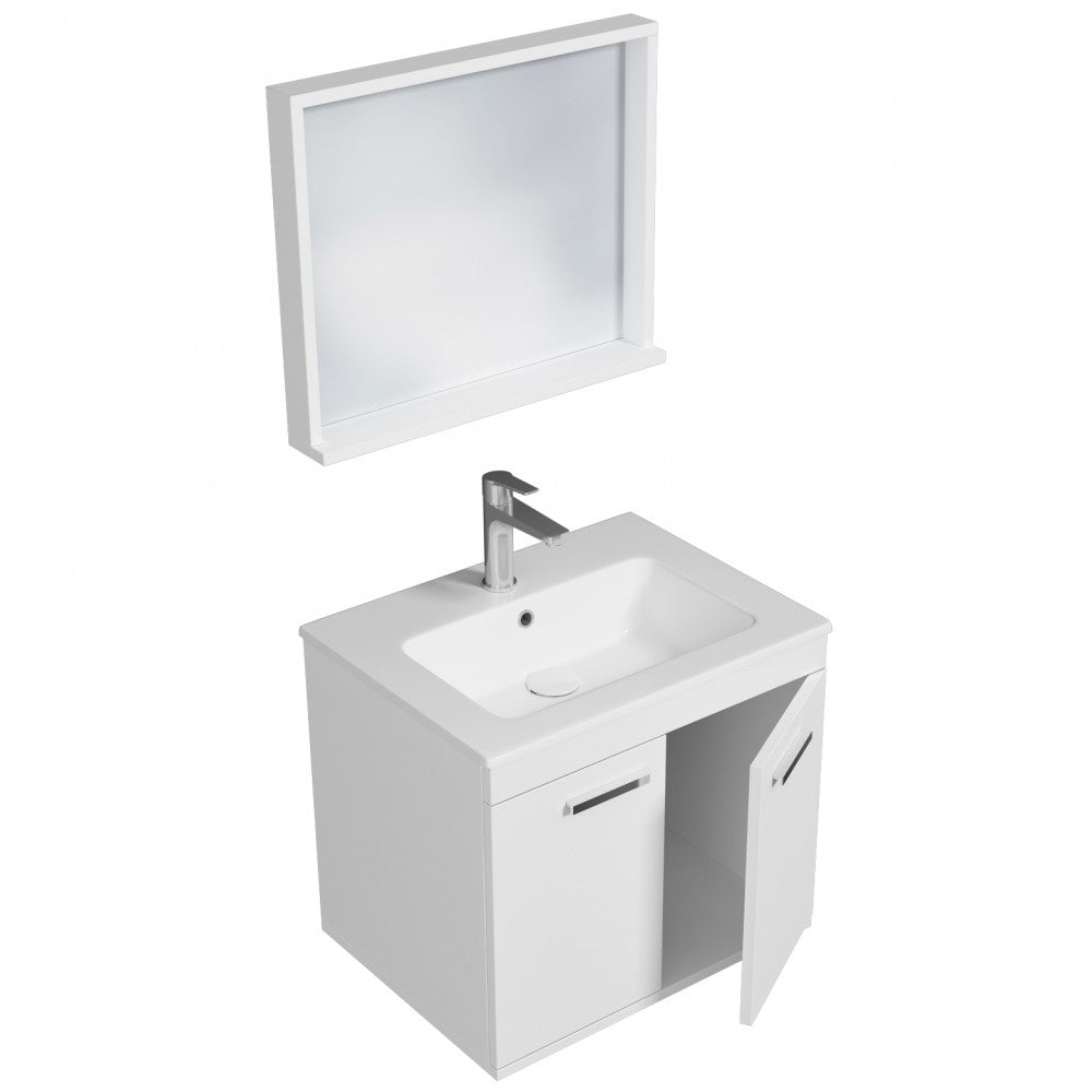 Meuble simple vasque Rubite 2 portes 70 cm + miroir cadre