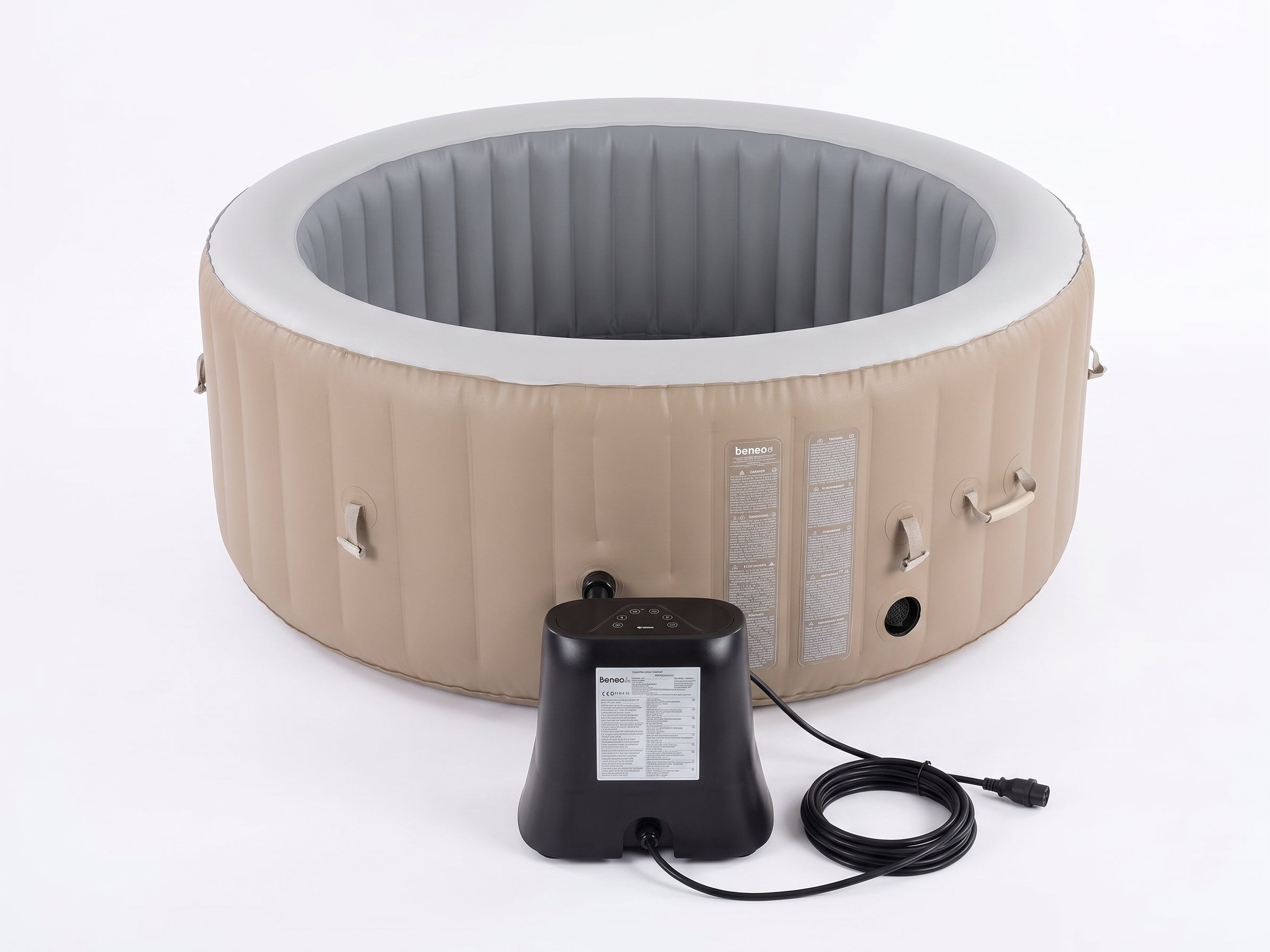Spa gonflable 4 places rond Beige  Diamêtre : 180 cm - Filtre et bâche inclus