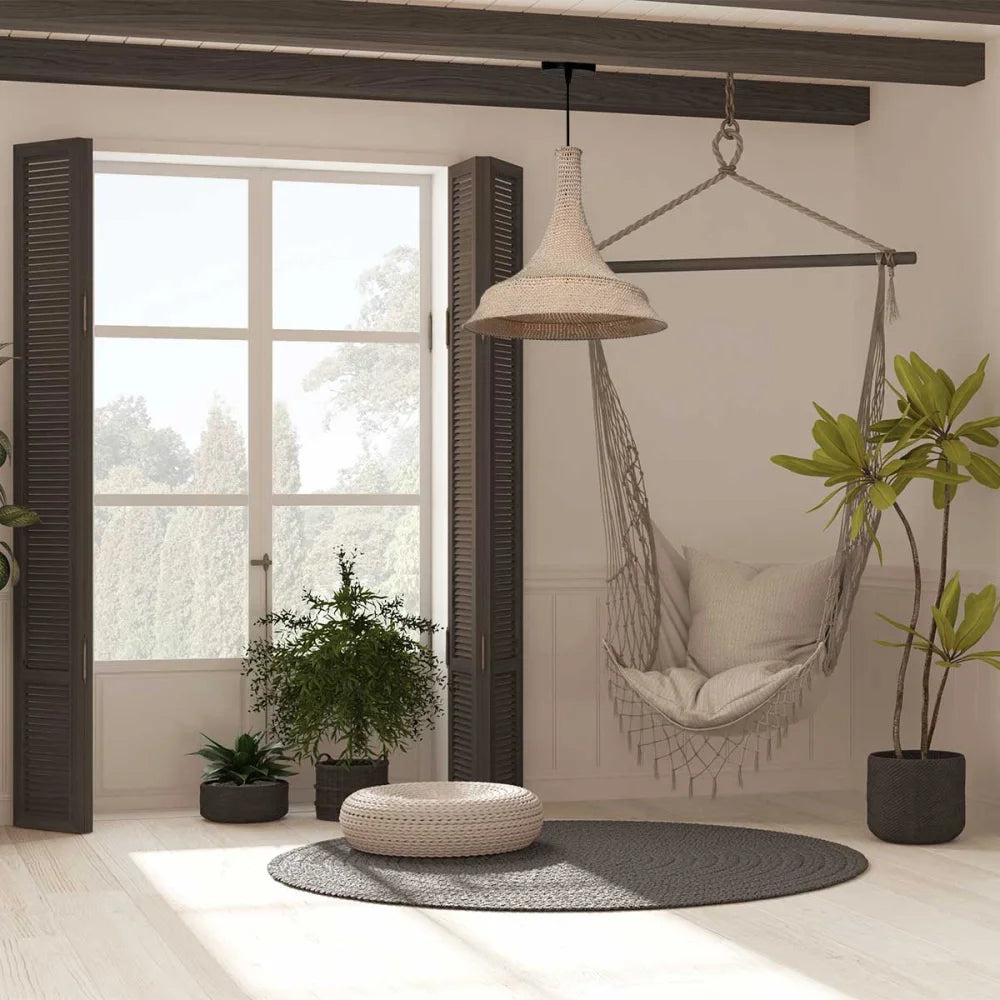 Lampe suspension orientale tissée main crème
