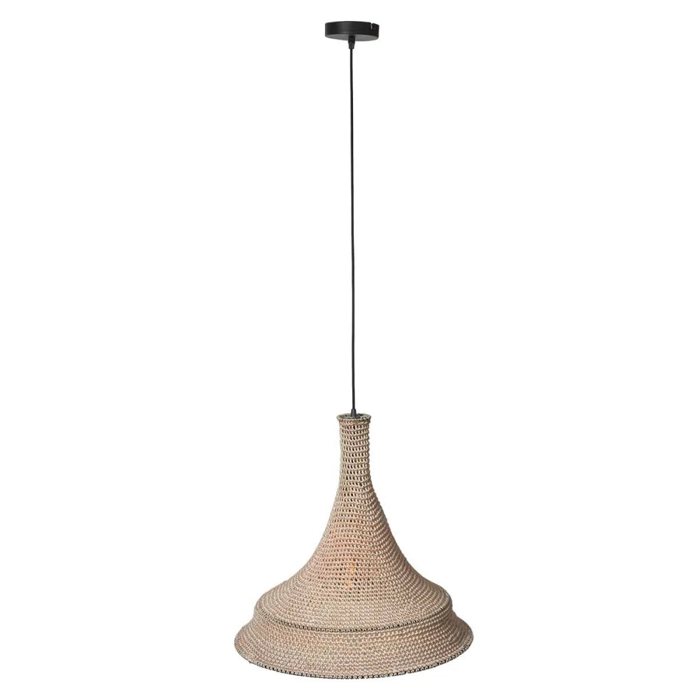 Lampe suspension orientale tissée main crème