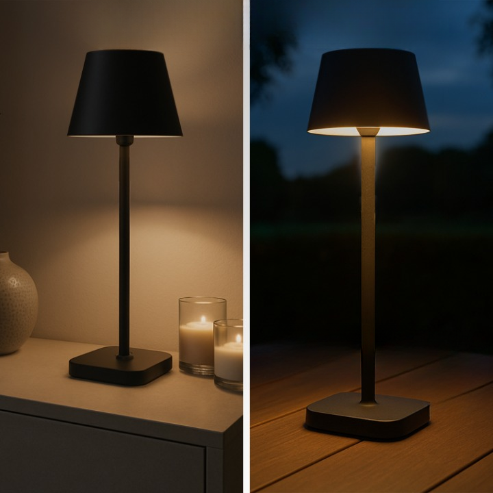 Lampe de table - Rechargeable - Intensité variable avec mode mémoire - 3 niveaux d'éclairage - 38 cm - Beige clair